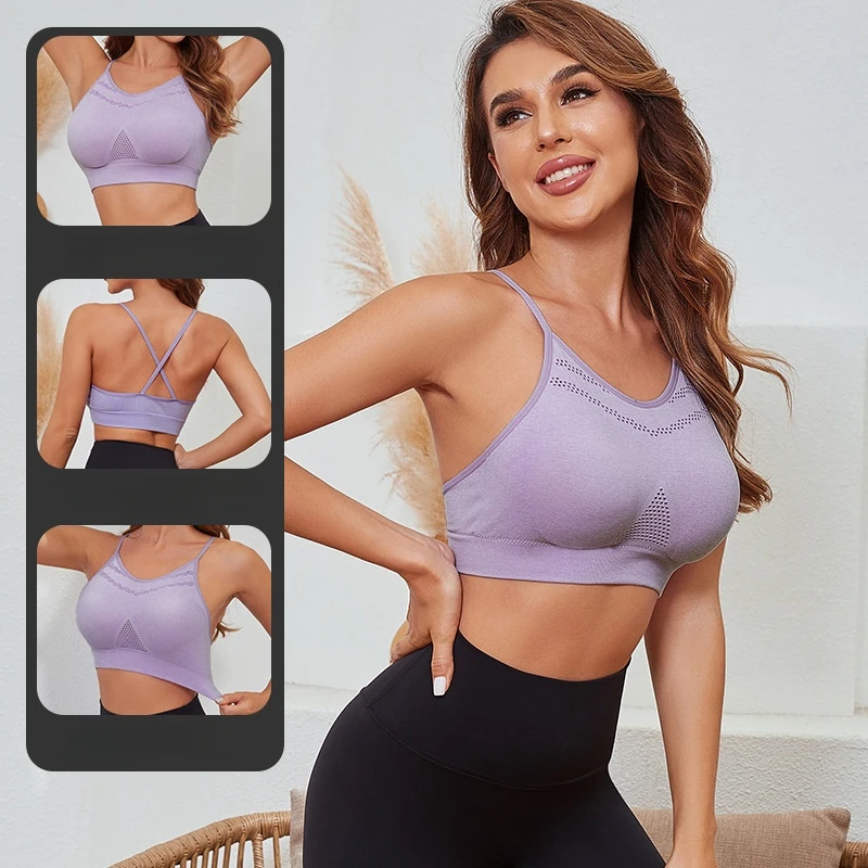 

Women Seamless Bra Cross Brack Underwear Crop Top Breathable Tanks Sexy Sports Fitness Casual Wireless Bralette Camisole