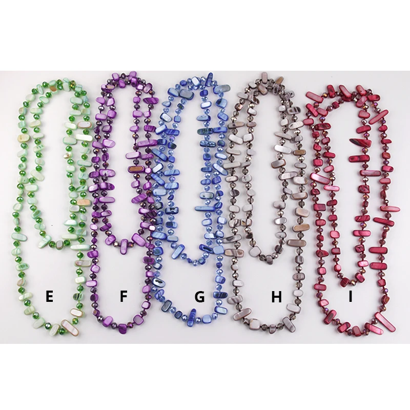 Fashion Long Knotted Halsband Rainbow Color Crystal and Shell Necklace for Women Gift women necklace
