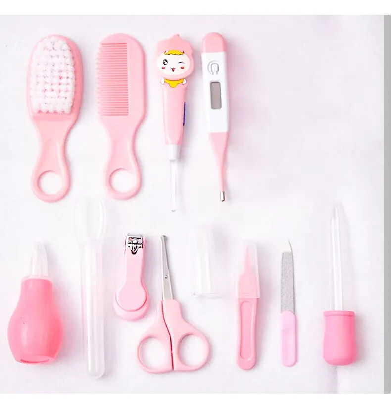 12 PCs Baby Care Kit Kids Hair Nail Healthcare Thermometer Grooming Brush Kit Clipper Scissors Kid Toiletries - Image 6