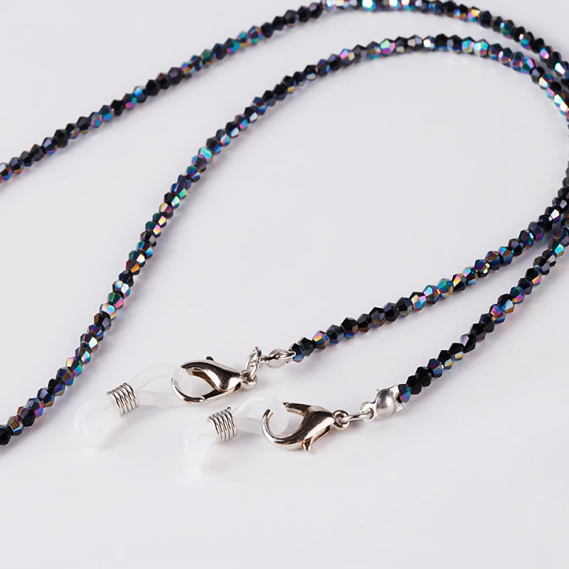 여성용 패션 독서 안경 체인, 캐주얼 선글라스 코드, 기하학적 삼각형 비즈, 스테인레스 스틸 안경 마스크, 4mm 