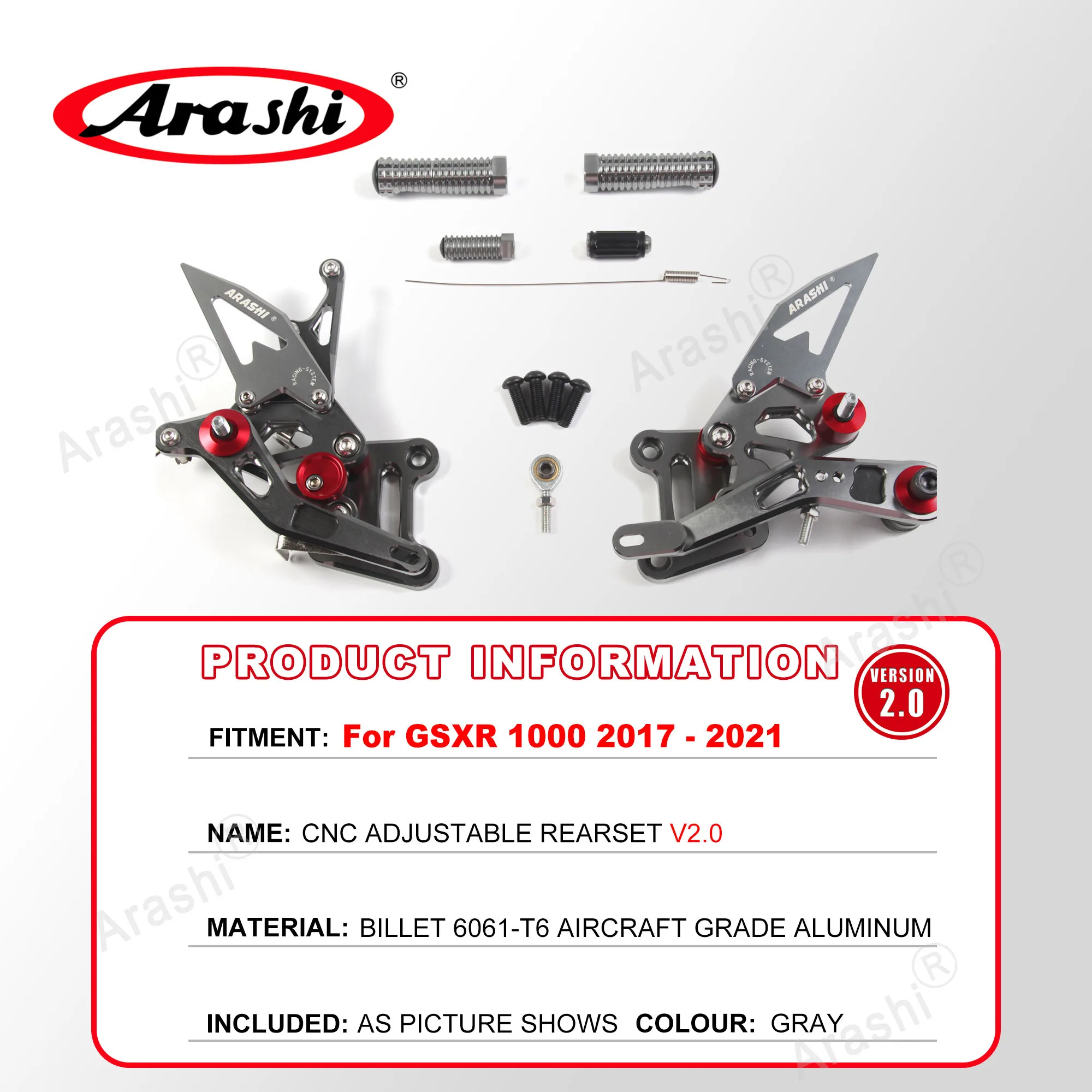 silicone license plate frame Arashi CNC Adjustable Footrest For SUZUKI GSX-R1000 2005 -2022 Rearset Foot Peg GSX1000R GSXR GSX-R 1000 2018 2019 2020 2021 silicone license plate frame Body & Frame Parts