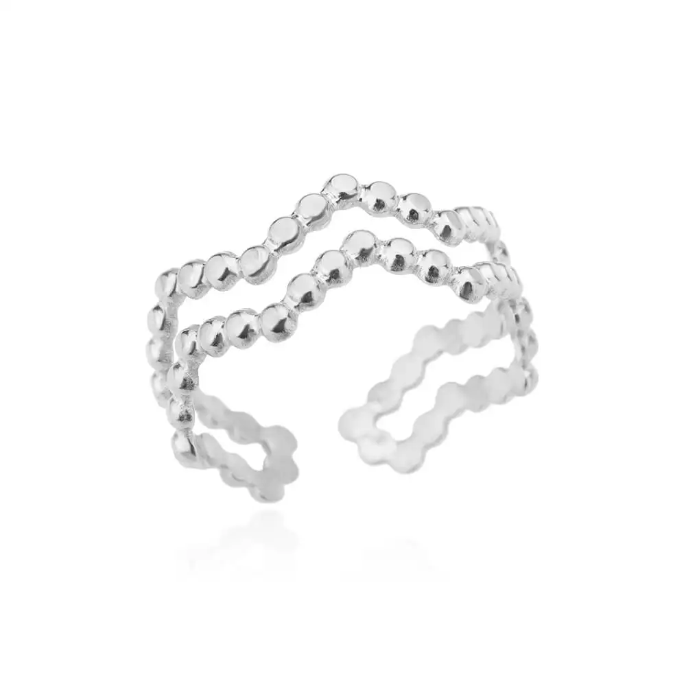 Minimalist Stainless Steel Geometric Wave Rings Women Gold