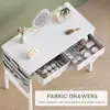 Small Makeup Vanity Desk with Shelves and Drawers Versatile Storage Organizer Compact Wood Dressing Table Bedroom and Office 5