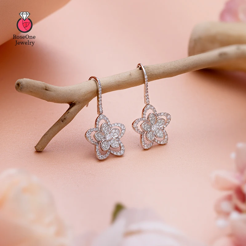 925 スターリングシルバー ジュエリーセット ロマンチックな桜の花 フラワーネックレス+イヤリング+リング+ブレスレット 女性用 並行輸入品 gulamu jewelry] グラムジュエリー さくら 桜 ネックレス 金属