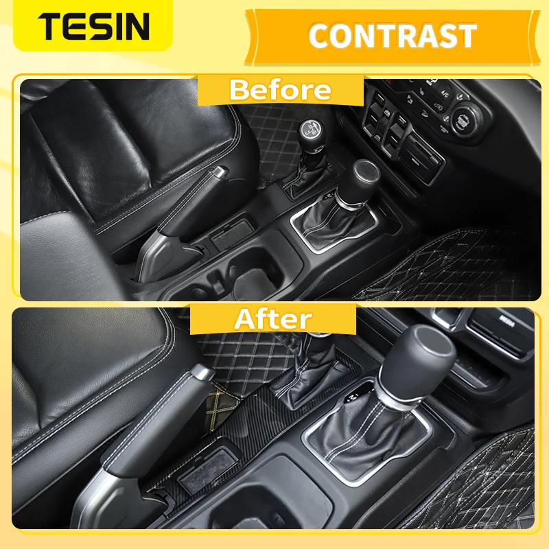 TESIN 자동차 4WD 기어 시프트 패널 장식 커버 Jeep Wrangler JL 2018+ Jeep Gladiator JT 2018+ 인테리어 액세서리