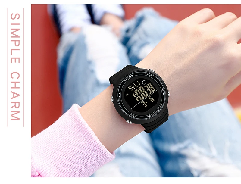 2021 New Fashion Women Digital LED Sports Watch Multifunctional Waterproof Ladies Pink Wrist-Watch Fit Girl Holiday Gift Watches