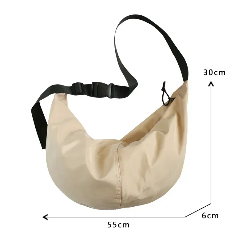Borse a tracolla da uomo tinta unita di grande capacità Hobos unisex Harajuku stile giapponese borsa da viaggio impermeabile in nylon con cerniera - immagine 6