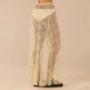 Women Asymmetrical Lace  Flowy Skirts Vintage Long Skirts High Waist Ruffle Midi Aesthetic Ladies See Through Elastic Skirts 3
