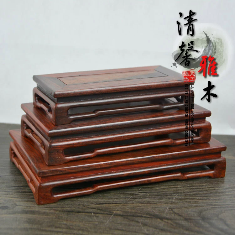 Red wood for rectangular stone vases Min dynasty type kettle seal bonsai furnishing articles of Buddha base