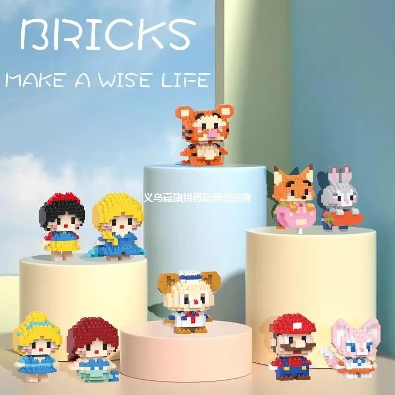 Disney Sanrio Building Block Toys Cartoon Characters Stitch, Mario Katie Cat Small Particle Construction Assembly Toys Wholesale 4