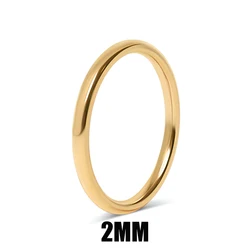 Elegant 8MM Stainless Steel Gold - Plated Band Ring - Trendy Waterproof Jewelry Gift - 15.5 (2MM)