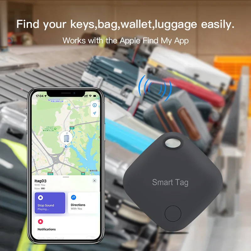 Bluetooth Long Distance Tracker For Apple Air Tag Alternatives Work with Apple Find App My Key Finder Car Luggage Bag Locator
