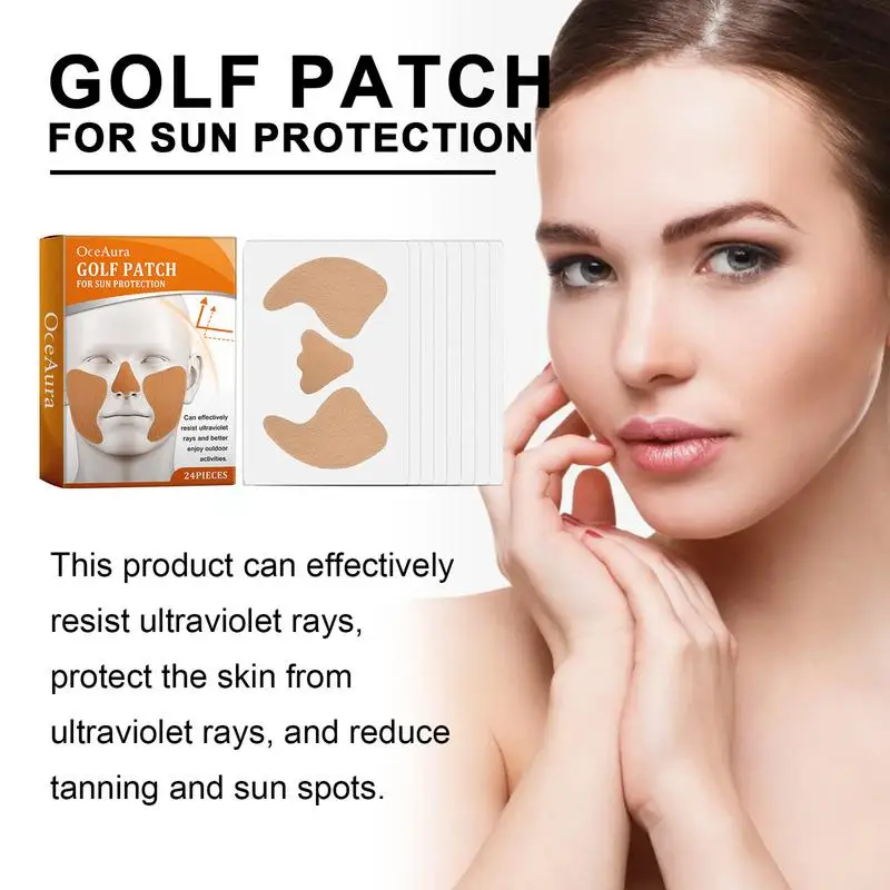 24PCS Sunscreen Stickers Cool Refreshing Golf Patch Face Golf Gel Facial Patches Nose Sun Protection SPF Face Stickers