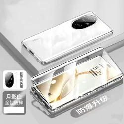 360 Full Protective Case with Double-Sided Magnetic Adsorption and Tempered Glass for Honor 100 Pro (Silver)