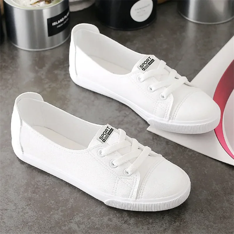 

Women Flat Shoes New Light -mouth White Shoes Female Cloth Shoes leisure Korean Ladies Shoe Soft Breathable Zapatos Para Mujeres