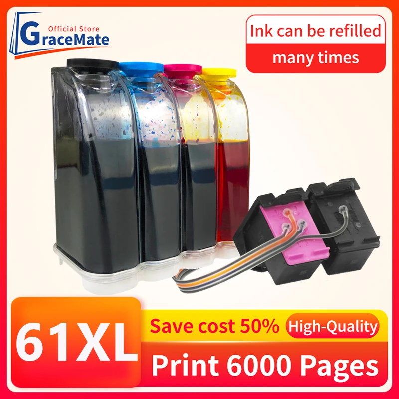 Ciss Ink Tank Kit para Impressora Compatível para hp 61 Cartucho de Tinta para Deskjet 1000 1050 1050a 1510 2000 2050 2050a 3050 3510 61xl