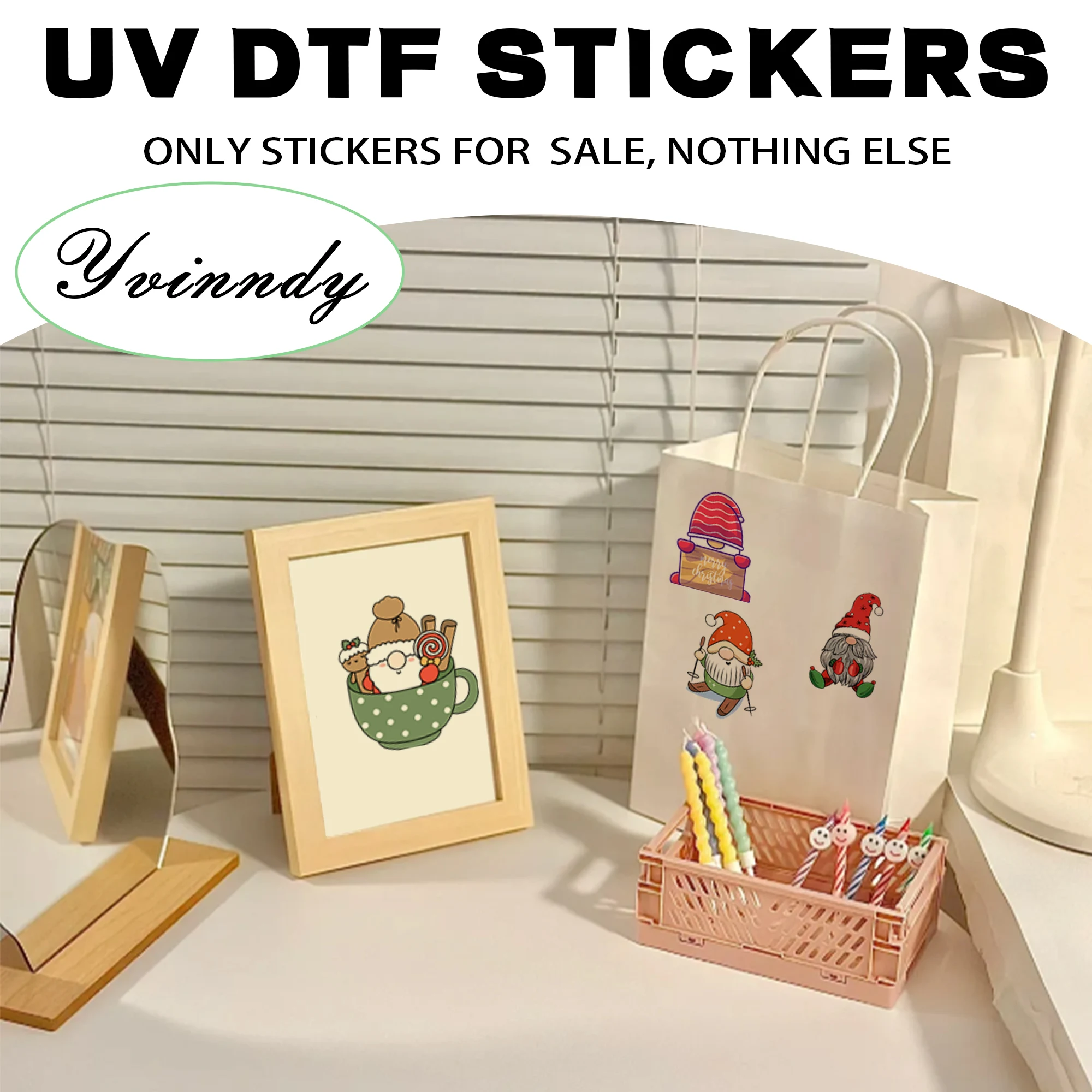 105개/세트 크리스마스 엘프 키체인 전사지 UV DTF 전사지 내구성 높은 점착력 전사지