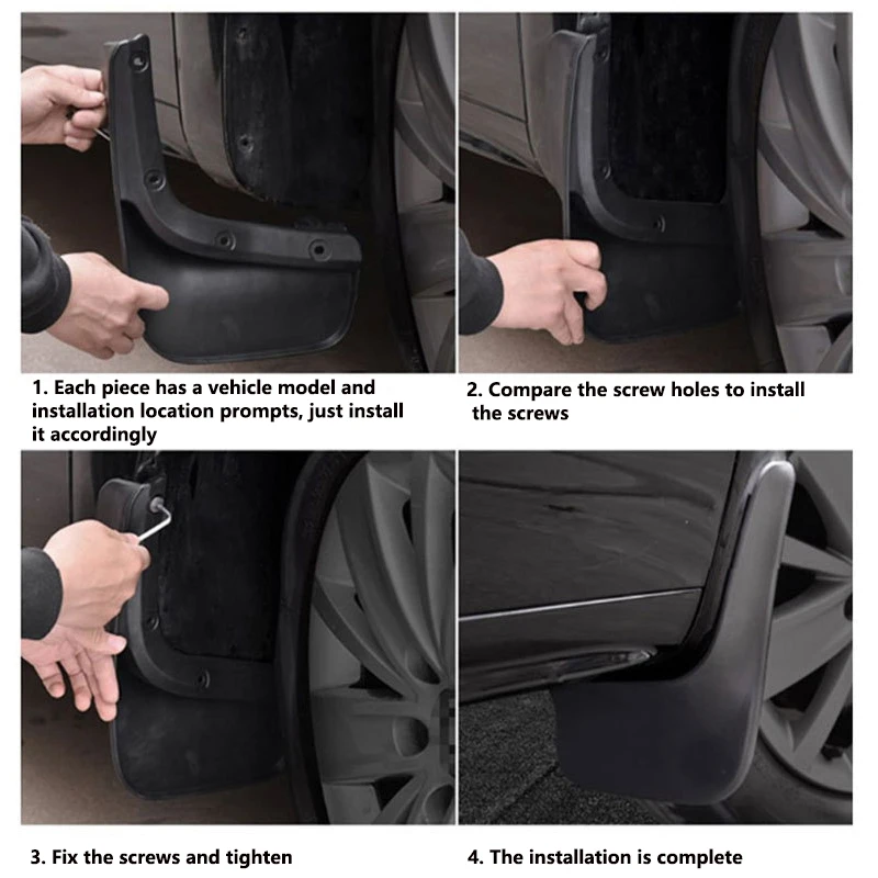 Kit 4 Parafanghi / Alette Paraspruzzi Per Suzuki Vitara 2015-2022 | Colore Nero | Plastica ABS Semi-Rigida | Protezione Da Fango E Neve