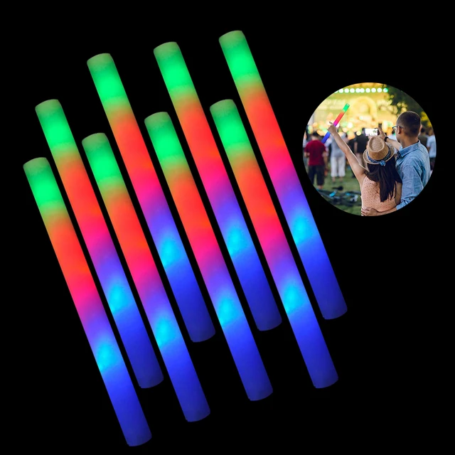 5Pcs Led Foam Stick Bar Glow In The Dark Light-Up Foam Sticks LED Soft  Batons Rave Glow Wands Flashing Tube Concert for Party
