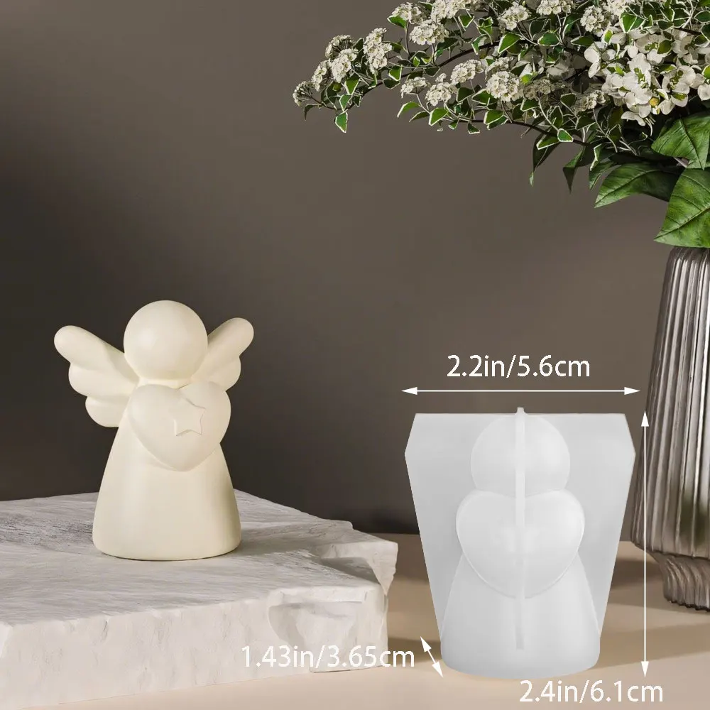 Heart Wings Angel Silicone Candle Mold - Detail View 1