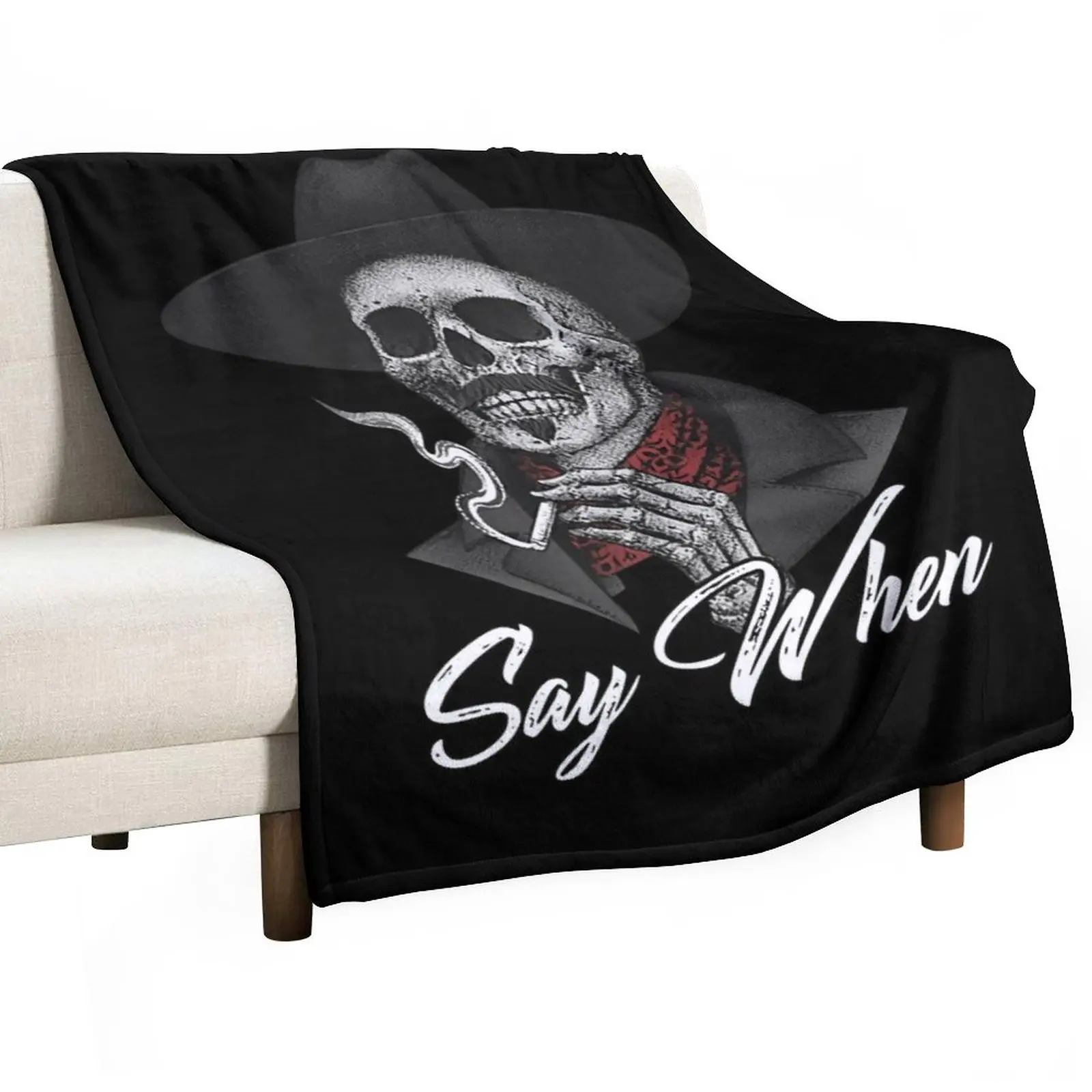 

SAY WHEN American Strong skeleton smoking Throw Blanket Plaid Extra Large Throw Blanket
