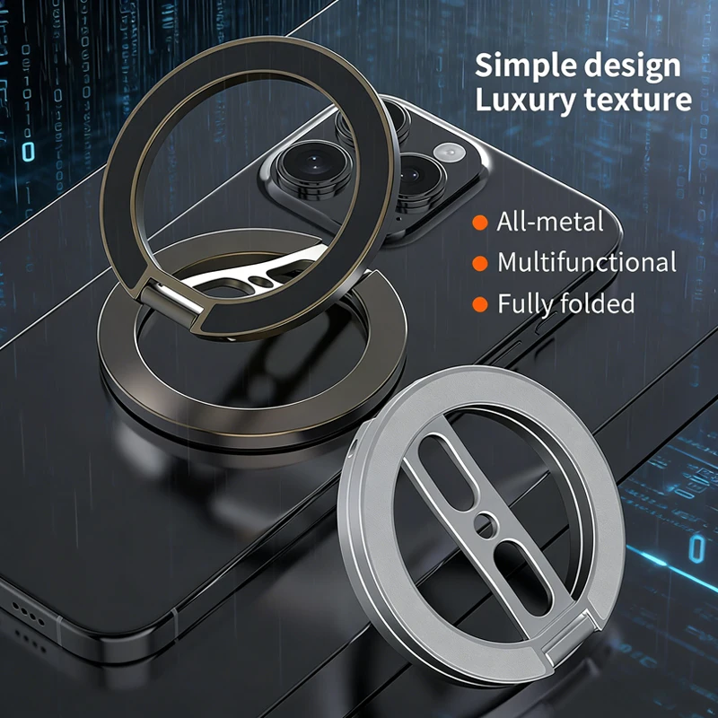 Magnetic Dual-Sided Phone Stand with Finger Ring Holder
