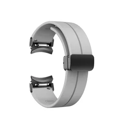 Magnetic Silicone Strap Sport Watchband - Versatile and Stylish Accessory - Galaxy Watch4 5 44MM (Light gray - Black)