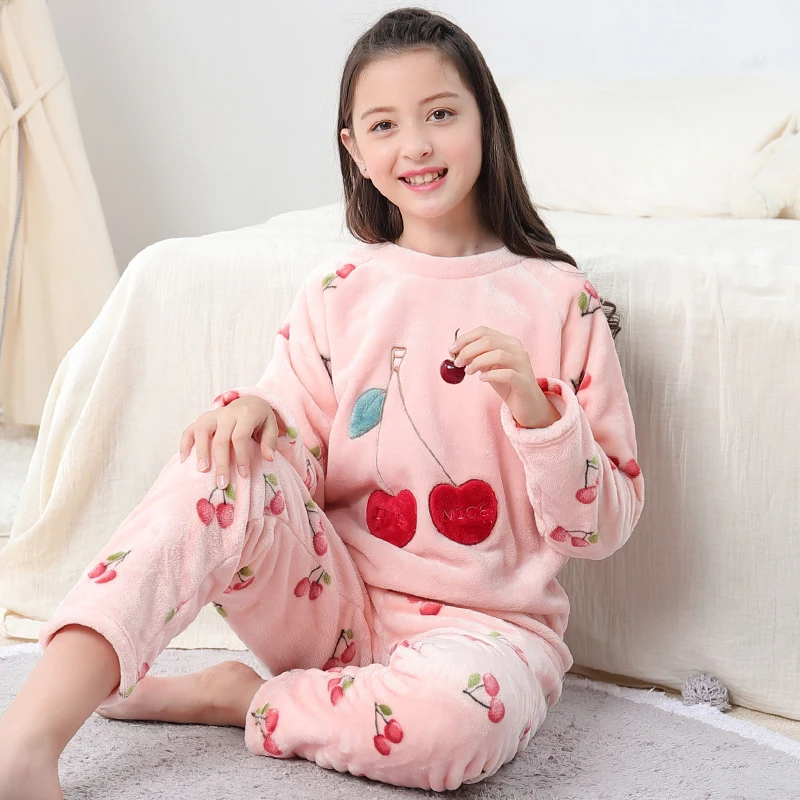 Children's Winter Pajamas Kids Plush Thicken Pajama Set Sleepwear