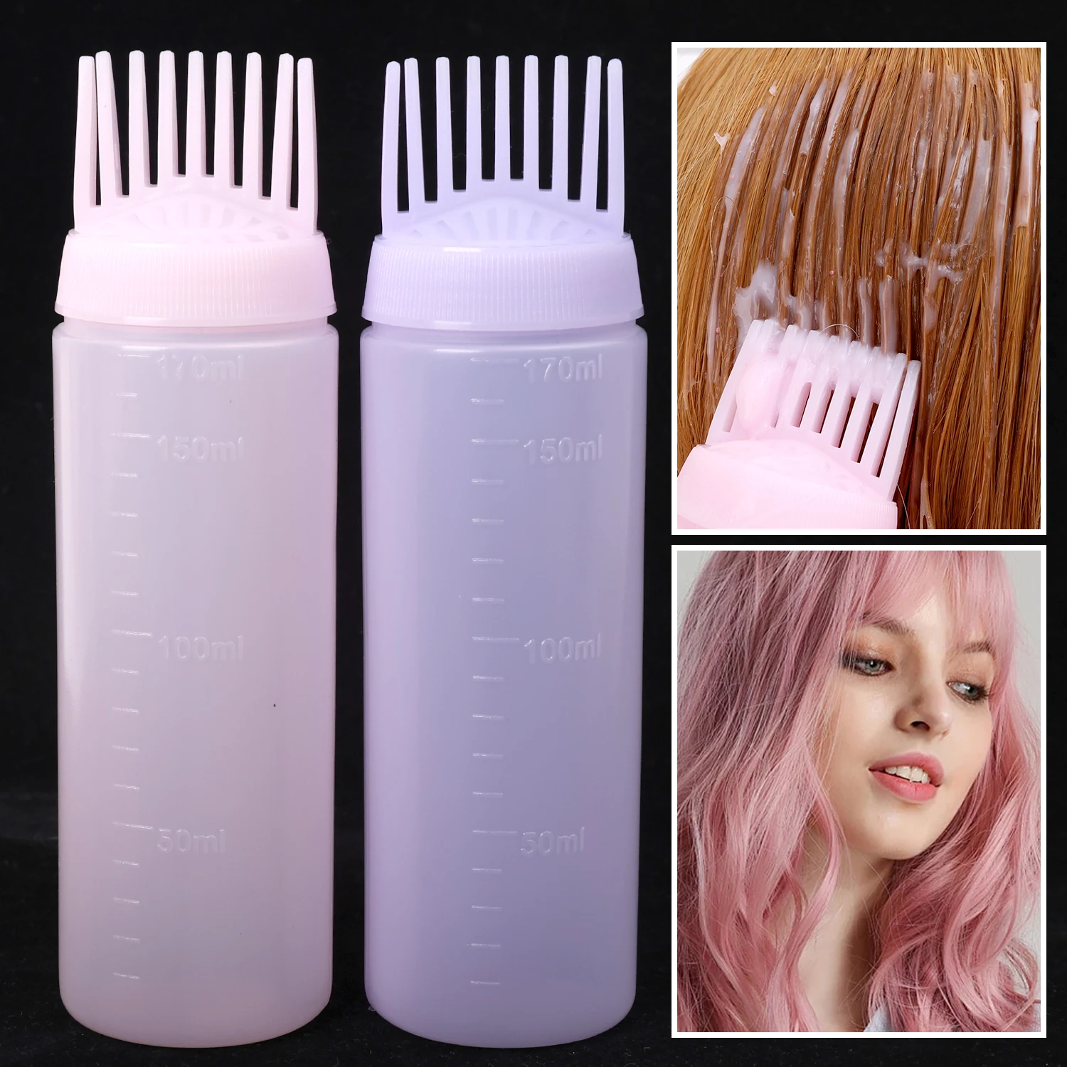 Plastic Hair Oil Applicator Bottles for Hair Dyeing Styling