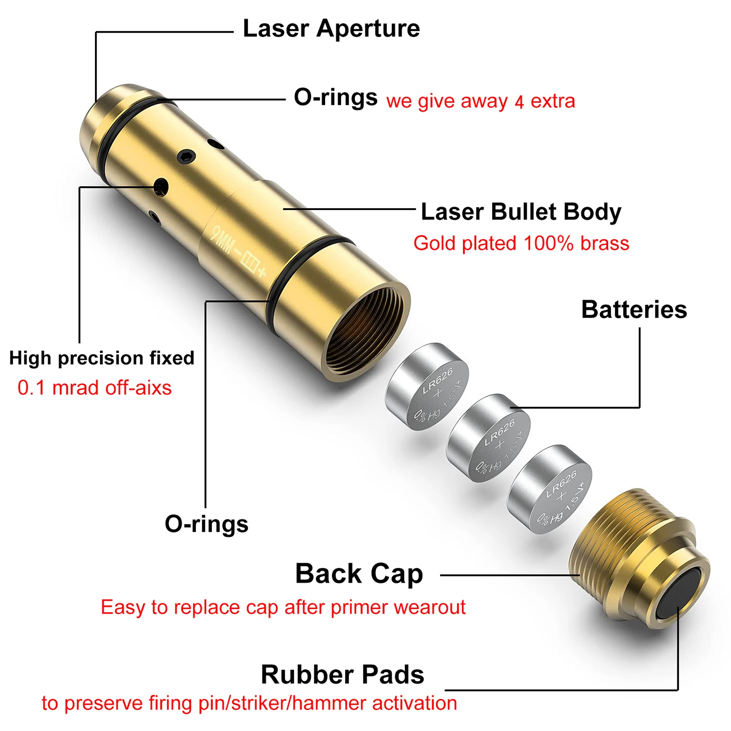 9mm 223Rem 380 Laser Training Bullet Dry Fire Laser Trainer Cartridge Red Dot Training Bore Sight Electronic Target