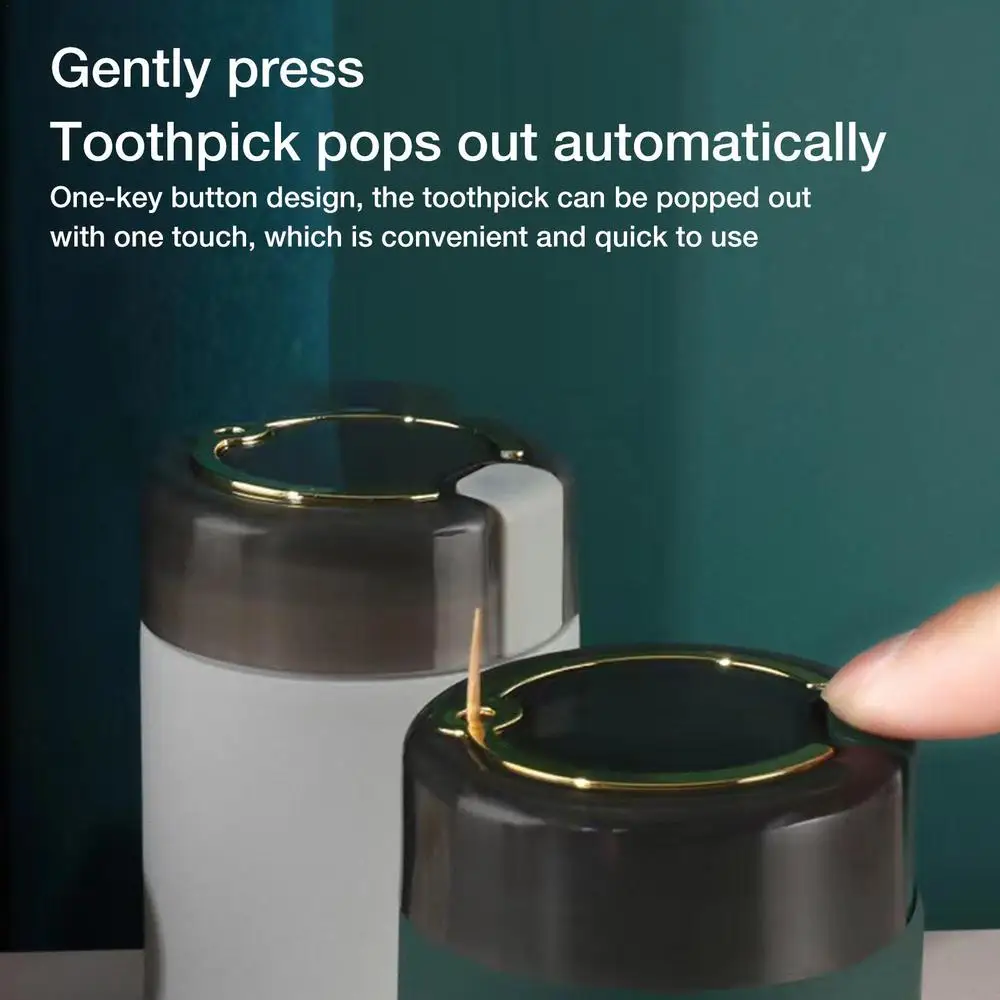Description Picture 5 of itemSimple Toothpick Box Toothpick Dispenser Ceative Push Automatic Eject Toothpick Jar Holder Household Convenient Gift Home Gadget