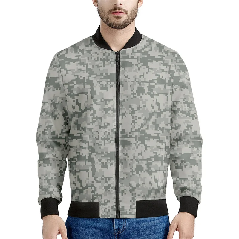 thumbnail image 1 of Chaqueta con estampado 3D de camuflaje de mosaico para hombre, sudadera deportiva con gráfico de camuflaje, camisetas para niños, abrigos de bombardero con cremallera de calle de manga larga, 1 of 5