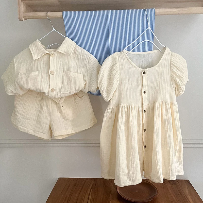 Summer Kids Clothing Set Short Sleeve Shirt Shorts