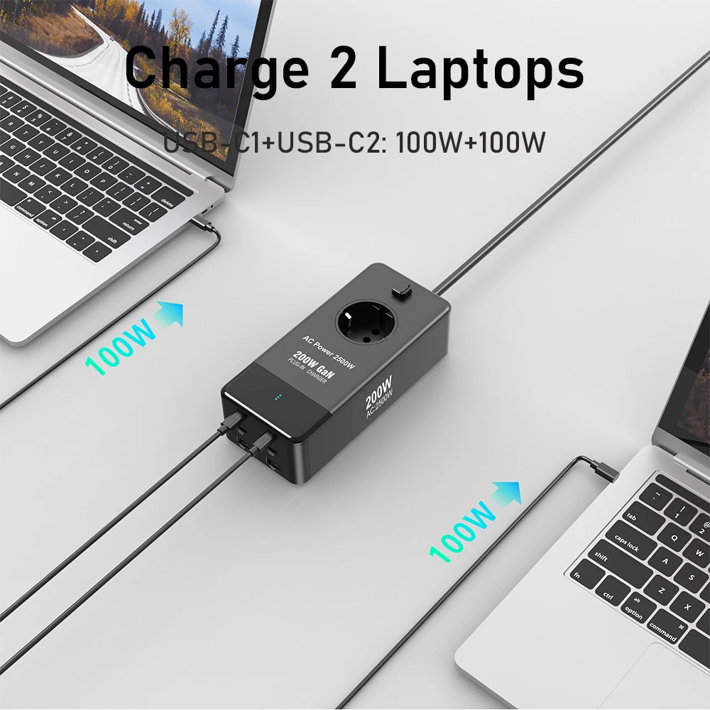 GaN USB C Fast Charging Station 200W