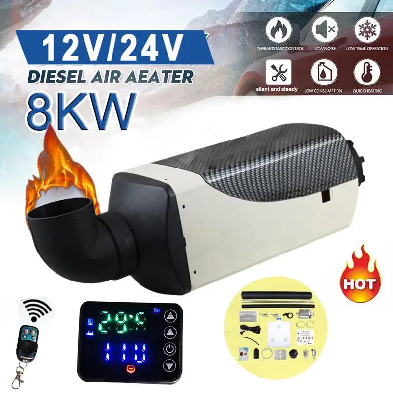 

12V/24V 8KW Air Heater Parking Fuel Air Heater LCD Display Remote Control Defrosting Heater AUTO Ignition Copper Heat For car