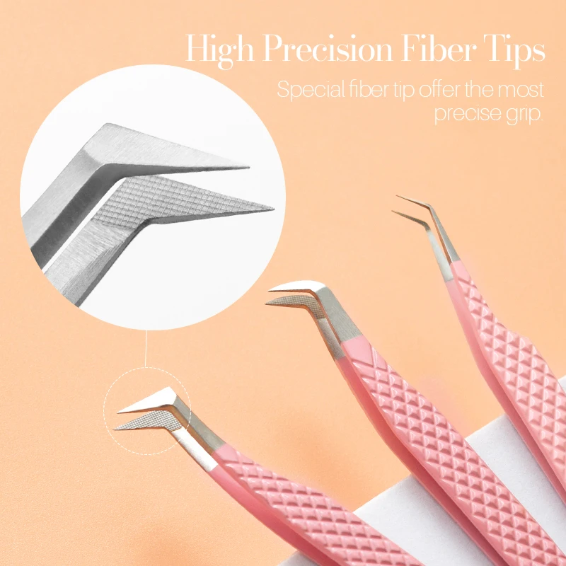 SONG LASHES Fiber Tips Tweezers for Fake Eyelash Extension Supplies High Precision Makeup and Supplies