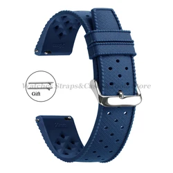 Premium 20mm Waterproof Silicone Sport Wristband - Soft, Durable Rubber Strap - 20mm (Blue)