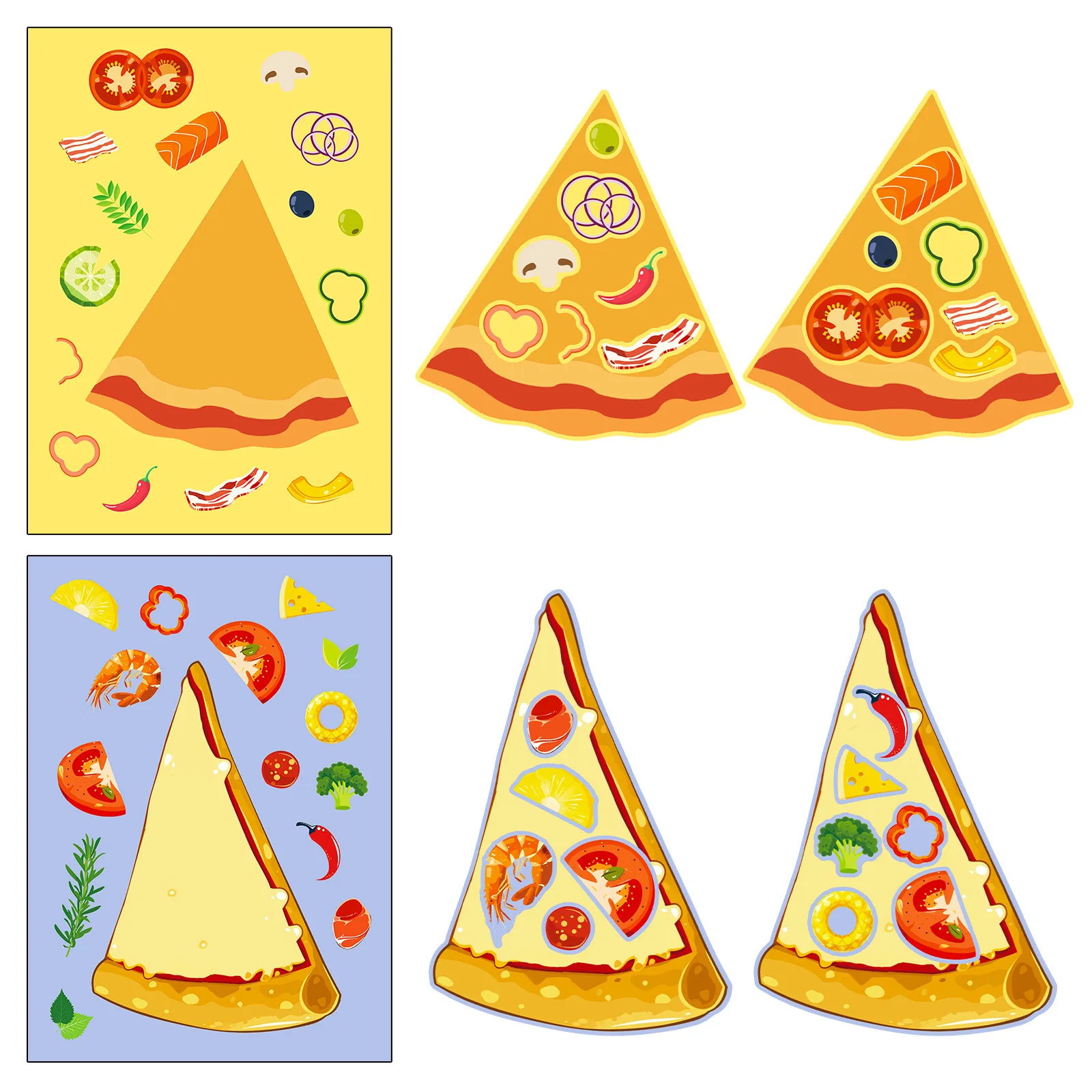DIY Pizza Face Puzzle Stickers - 6 Sheets of Fun Educational Games