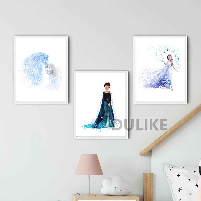 Enfant Elsa Anna Art Imprimer Aquarelle Frozen Youth Elsa Anna