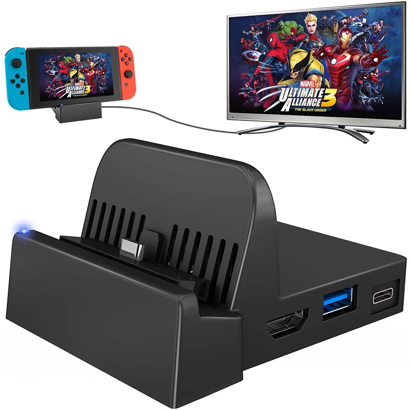 Ponkor Docking Station for Nintendo Switch/Nintendo Switch OLED, Charging  Dock 4K HDMI TV Adapter Charger with USB 3.0 Port Compatible with Official