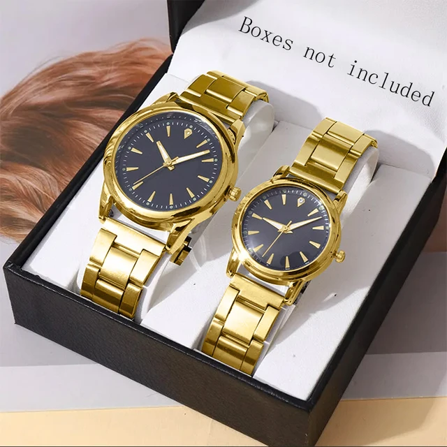2PCS Couple's Watches Men Business Watch Fashion Analog Women Quartz Watch (Without Box) 2