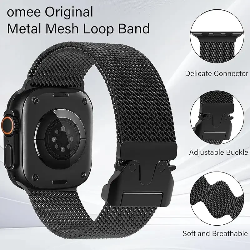 Milanese Loop Strap für Apple Watch Band Ultra 2 49 mm 46 45 44 41 38 42 mm Edelstahl Metall für iWatch Serie 10 9 8 7 6 5 4 – Detail 5