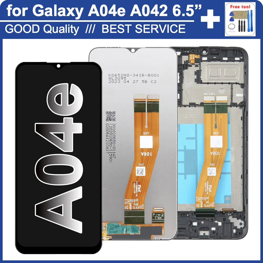 цена ЖК-дисплей 6,5 дюйма A04e для Samsung Galaxy A04e, ЖК-дисплей, сенсорный экран, стекло, дигитайзер в сборе для Samsung A04e, дисплей, экран SM-A042F