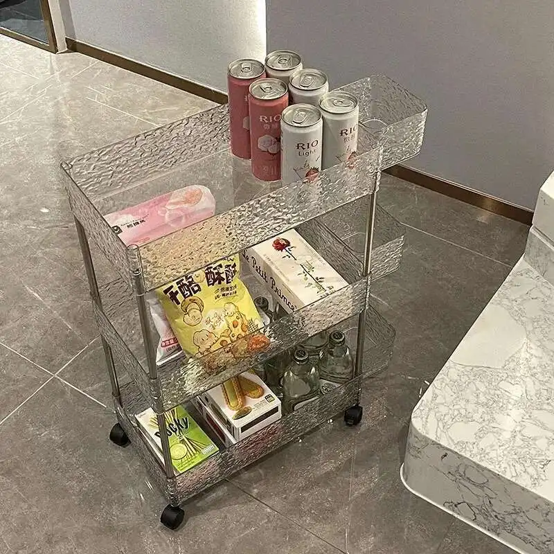 High-value Acrylic Kitchen Trolleys Home Auxiliary Cart Rack Multi-functional Snacks Cart Multi-layer Kitchen Storage Trolley