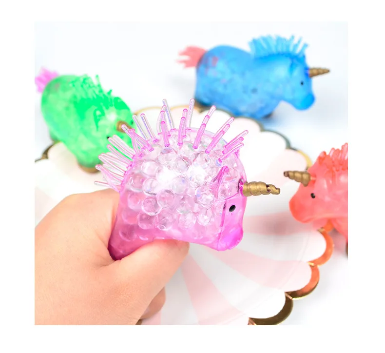 Unicorn Squishy Stress Balls Gel Beads Balls Inside Stress Relief Colorful Gel Bead Toys Squishy for Teenager Adult Anti Anxiety snapper fidget toy