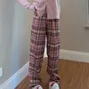 Padded Thickened Wide Leg Pants Winter LambswoolPlaid Pants Female High Waist Casual Straight Pants 5