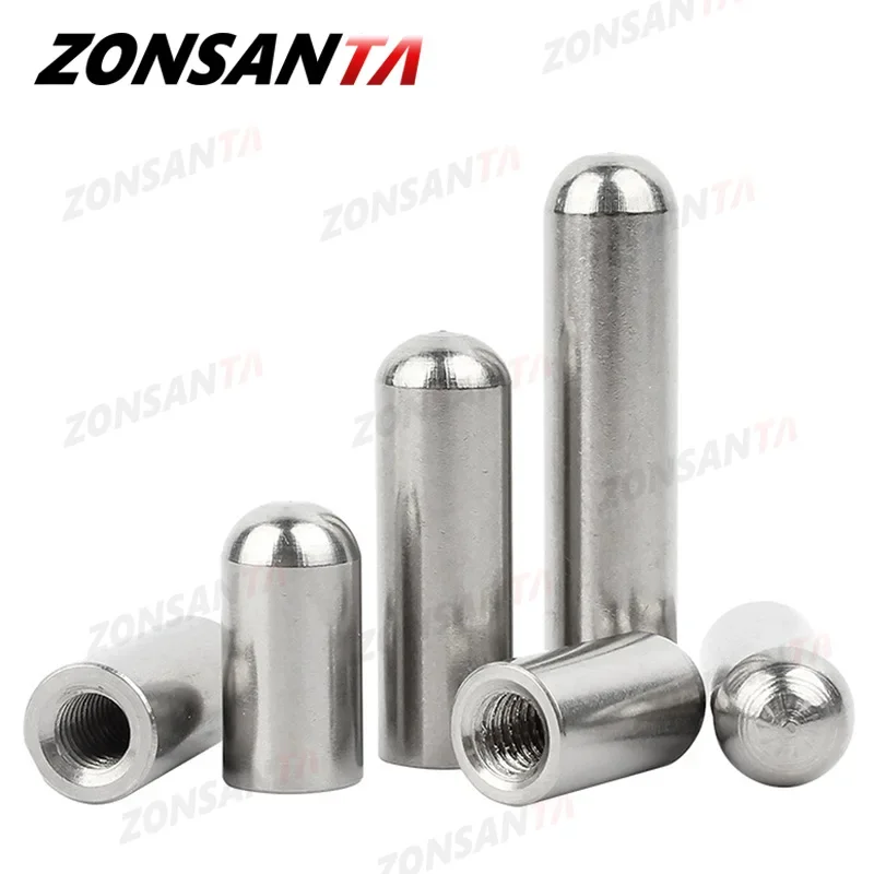 Cylindrical Locating Dowel Pin M2 M3 M4 M5 M6 Dowel Inner Thread Screw Nut Single Round Head 304 Stainless Steel Cylindrical Pin