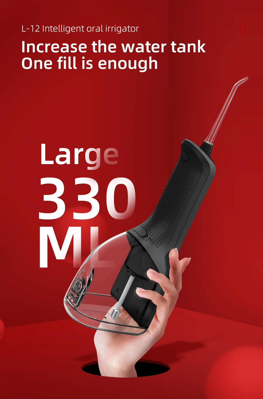 Description Picture 4 of itemPortable Oral Irrigator Water Flosser USB Rechargeable 5Mode Dental Water Jet IPX7Waterproof 330ML Teeth Cleaner for Home Travel