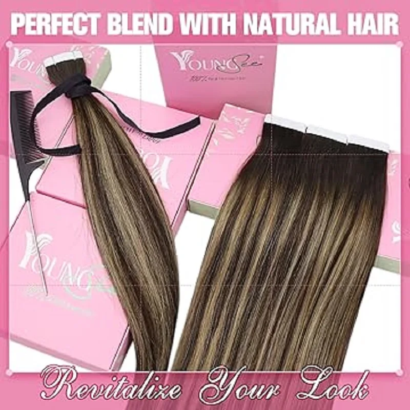 Tape in Hair Extensions Human Hair Straight Seamless Skin Weft 100% Human Tape in 12-24 Inch human hair extensions hair extensions
