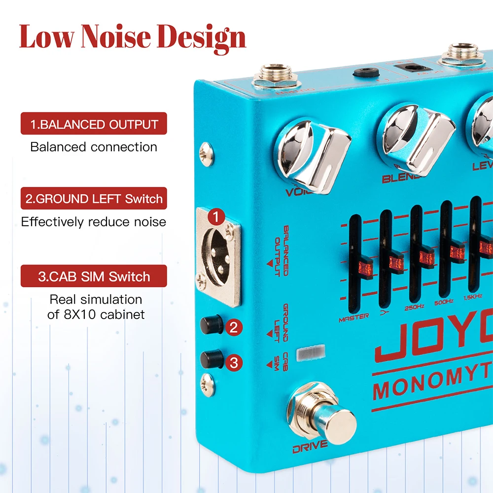 JOYO R-26 MONOMYTH Bass Guitar Preamp Effect, 6 Band-Graphic EQ Control, Cabinet Simulation Tone, Bass Preamp Analog Pedal